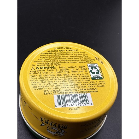 Mrs. Meyers Clean Day Soy Candle Honeysuckle Scent 2.9 oz Tin NEW - Picture 4 of 5